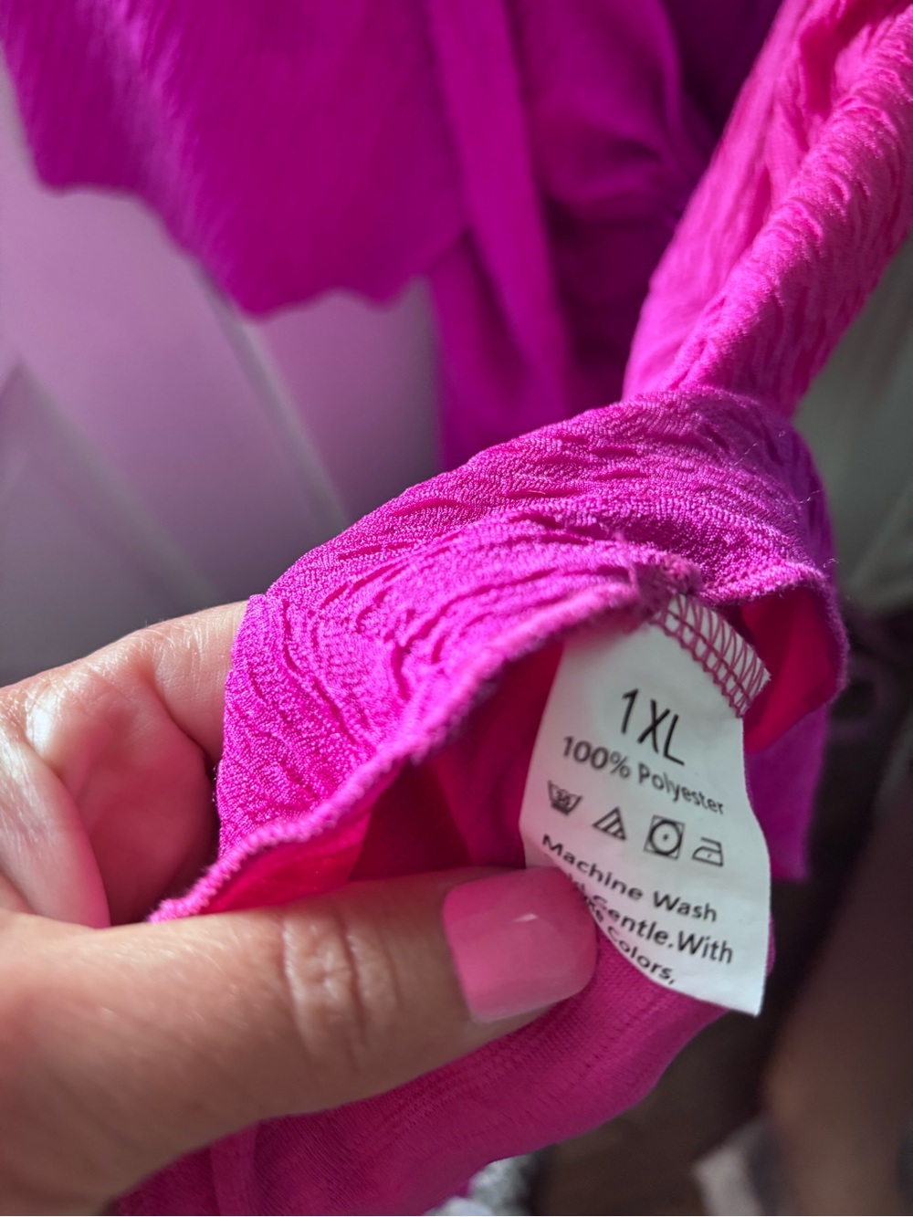 SHEIN Knot-Front Flutter Sleeve Blouse - Fuchsia - Picture 5 of 5